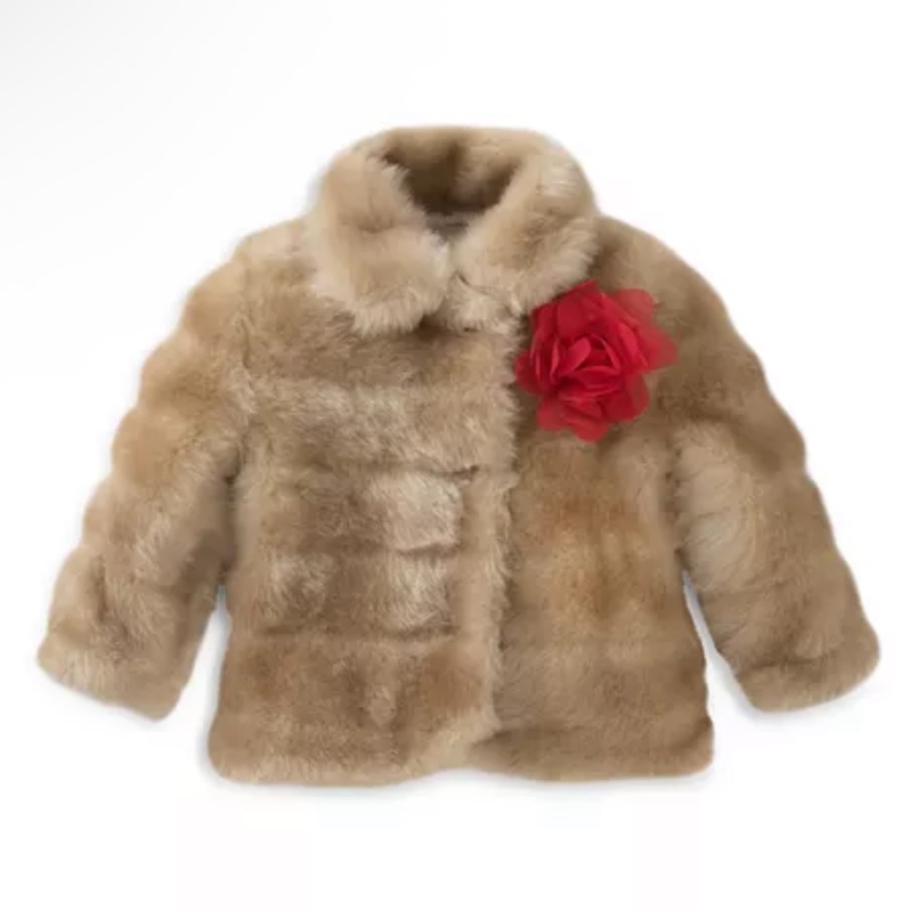 Kate Spade Little Girls Faux Mink Coat SZ 6 EUC